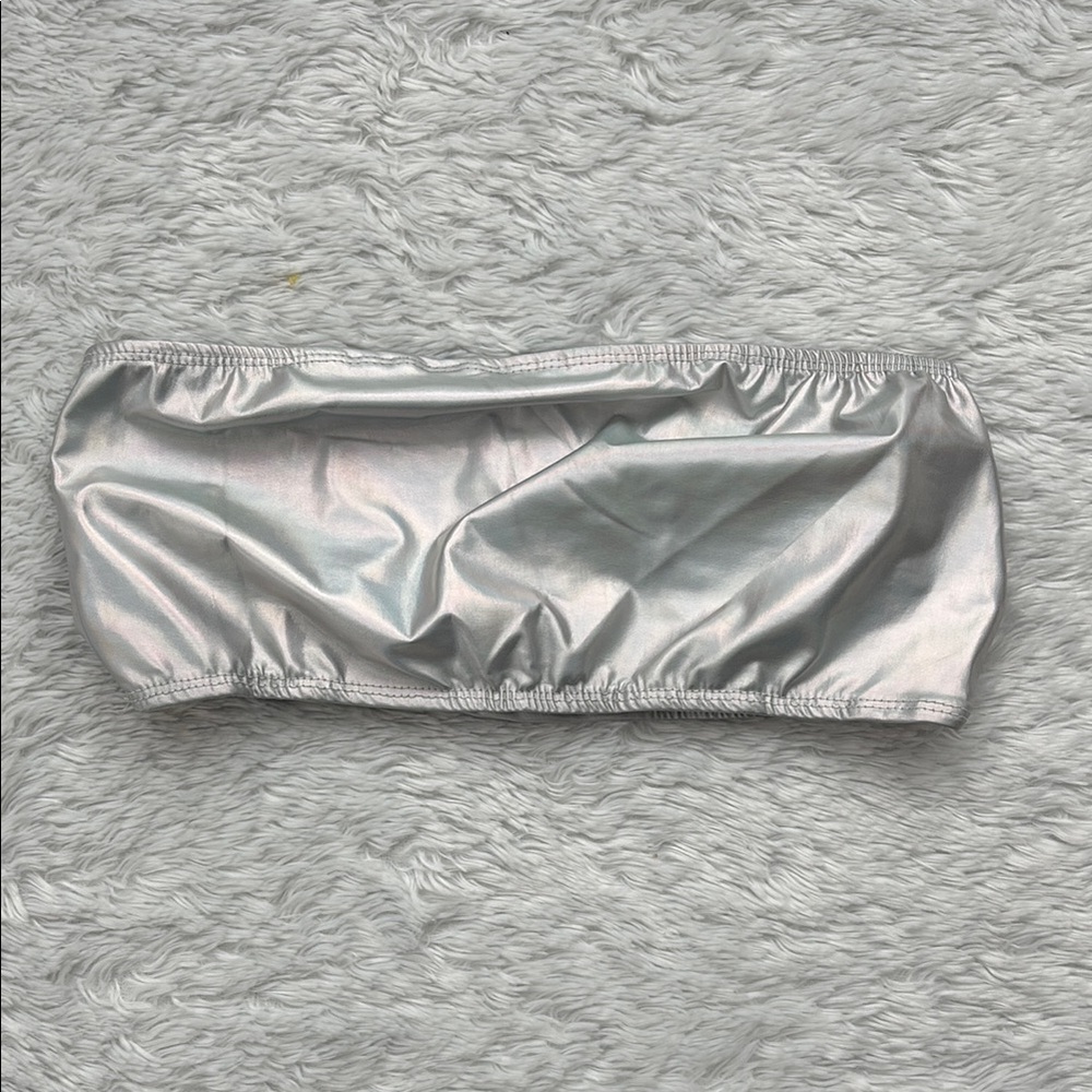Silver Bandeau Top